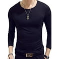thumbnail image 1 of Gustave Men's and Big Men's Long Sleeve T-Shirt Crew Neck Shirts Slim-Fit Solid Color Tee Plus Size "Black", 1 of 7