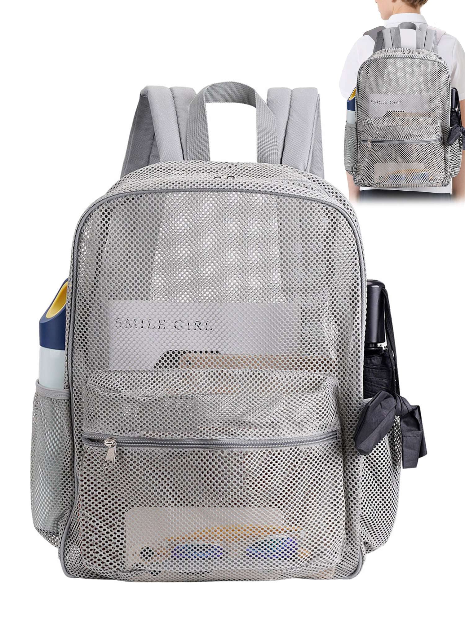 Gustave Mesh Backpack for Men Women See Through Large Capacity Mesh Beach Bag Travel Backpack ...