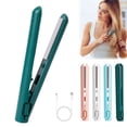 thumbnail image 1 of Gustave Mini Flat Iron Hair Straightener and Curler 2 in 1 Portable Travel Cordless Curling Iron USB Powered Small Hair Curler Wand for Women Men - Green, 1 of 12