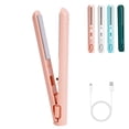 thumbnail image 1 of Gustave Mini Flat Iron Hair Straightener and Curler 2 in 1 Portable Travel Cordless Curling Iron USB Powered Small Hair Curler Wand for Women Men - Pink, 1 of 9