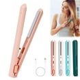 thumbnail image 1 of Gustave Mini Flat Iron Hair Straightener and Curler 2 in 1 Portable Travel Cordless Curling Iron USB Powered Small Hair Curler Wand for Women Men - Pink, 1 of 12