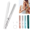 thumbnail image 1 of Gustave Mini Flat Iron Hair Straightener and Curler 2 in 1 Portable Travel Cordless Curling Iron USB Rechargeable Small Hair Curler Wand for Women Men - White, 1 of 12