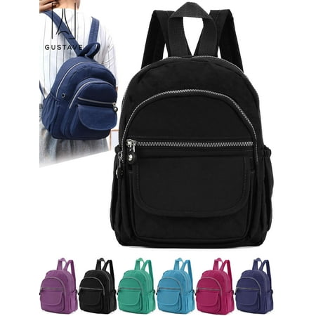 Gustave Mini Nylon Backpack Purse for Women Lightweight Anti-theft Travel Backpack Daypack Casual Shoulder Handbag "Black"