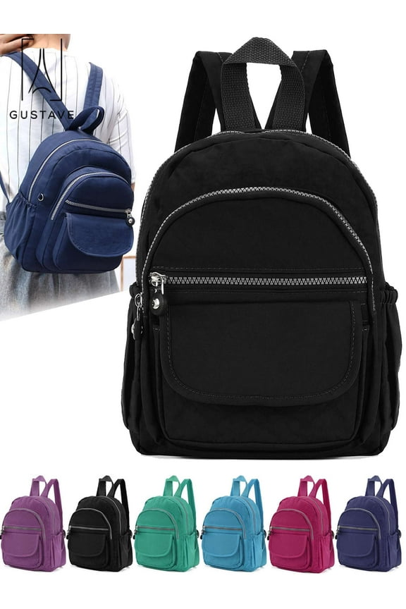 Mini Nylon Backpack Purse for Women Lightweight Anti-theft Travel Backpack Daypack Casual Shoulder Handbag "Black"