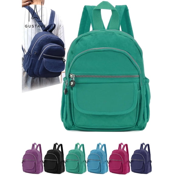 Gustave Mini Nylon Backpack Purse for Women Lightweight Anti-theft Travel Backpack Daypack Casual Shoulder Handbag "Lake Green"