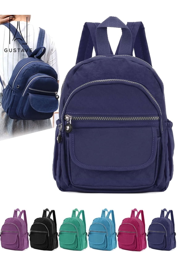 Mini Nylon Backpack Purse for Women Lightweight Anti-theft Travel Backpack Daypack Casual Shoulder Handbag "Navy"