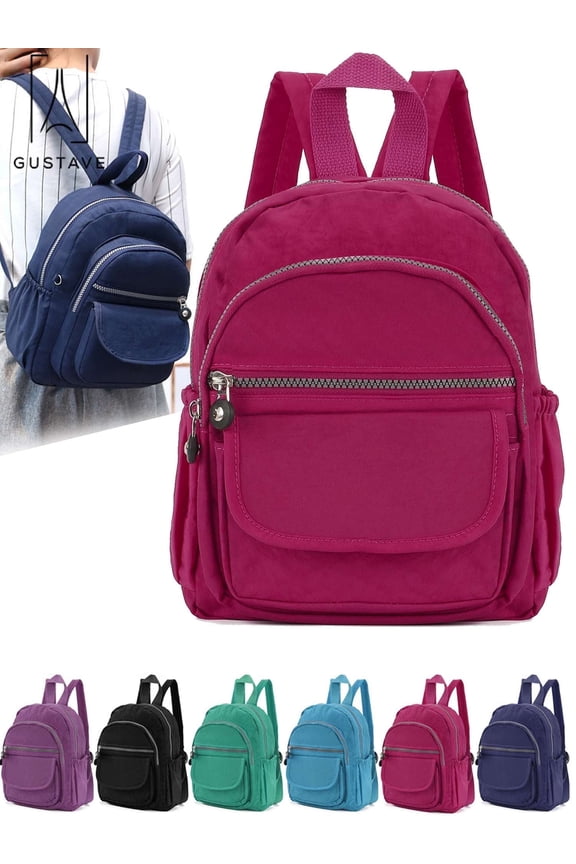 Mini Nylon Backpack Purse for Women Lightweight Anti-theft Travel Backpack Daypack Casual Shoulder Handbag "Rose Red"