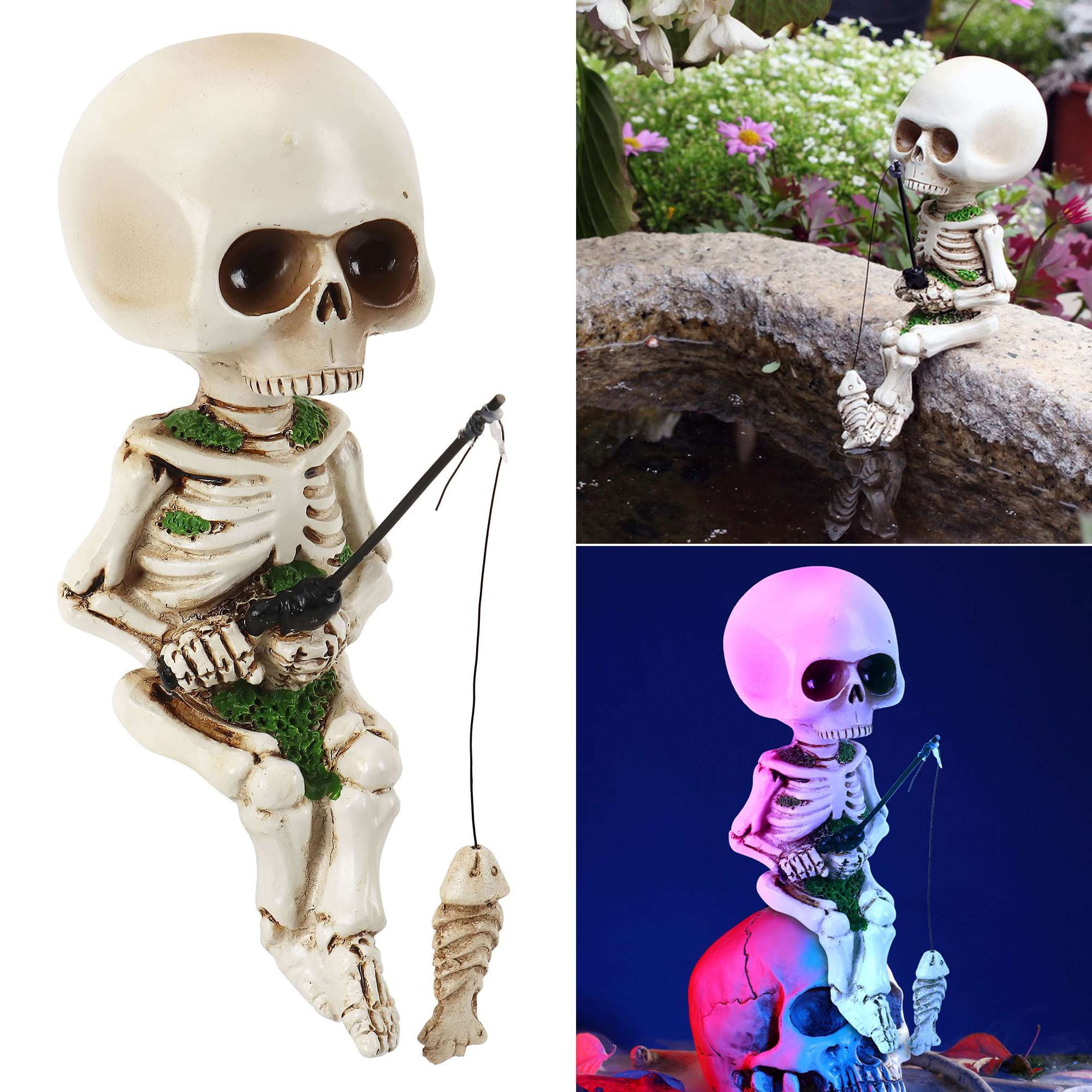 Manqyi Halloween Angel-Skelett Deko - 11,5cm Gartenfigur Aus Kunstharz