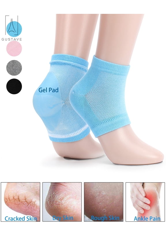Moisturizing Heel Socks Gel Lined Open-toe Spa Socks to Heal and Treat Dry Cracked Heels, Foot Treatment Care Heel (Blue)