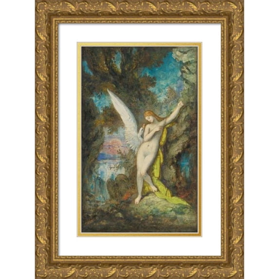 Gustave Moreau 11x14 Gold Ornate Wood Frame and Double Matted Museum Art Print Titled - Leda and Swan