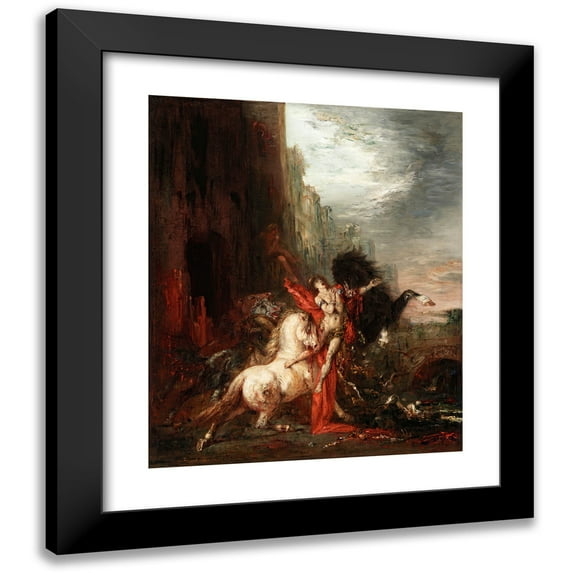 Gustave Moreau 12x14 Black Modern Framed Museum Art Print Titled - Diomedes Devoured by His Horses (1865-1870)
