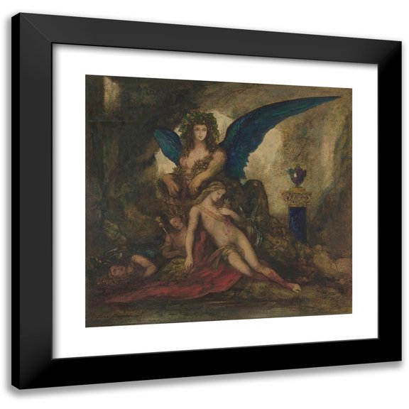 Gustave Moreau 13x12 Black Modern Framed Museum Art Print Titled - Sphinx in a Grotto (Poet, King and Warrior) (1887-1888)