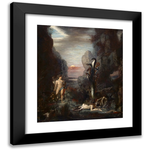 Gustave Moreau 15x17 Black Modern Framed Museum Art Print Titled - Hercules and the Lernaean Hydra (1875)