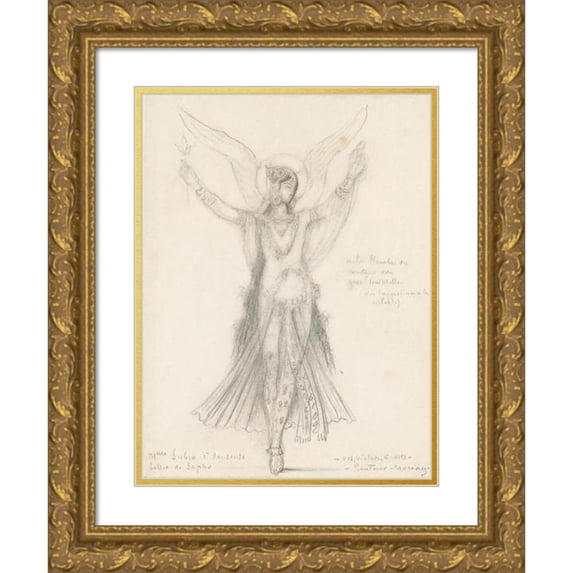 Gustave Moreau 19x24 Gold Ornate Framed and Double Matted Museum Art Print Titled - First Dancer. Mademoiselle Subra. Sapho Ballet