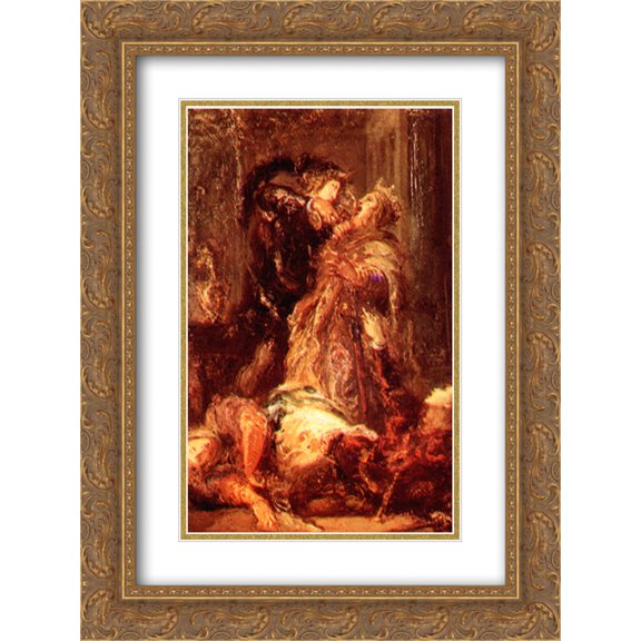 Gustave Moreau 2x Matted 20x24 Gold Ornate Framed Art Print 'Prince Hamlet kill King Claudius'