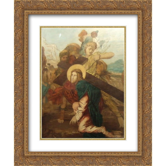 Gustave Moreau 2x Matted 20x24 Gold Ornate Framed Art Print 'Third Station of the Cross'