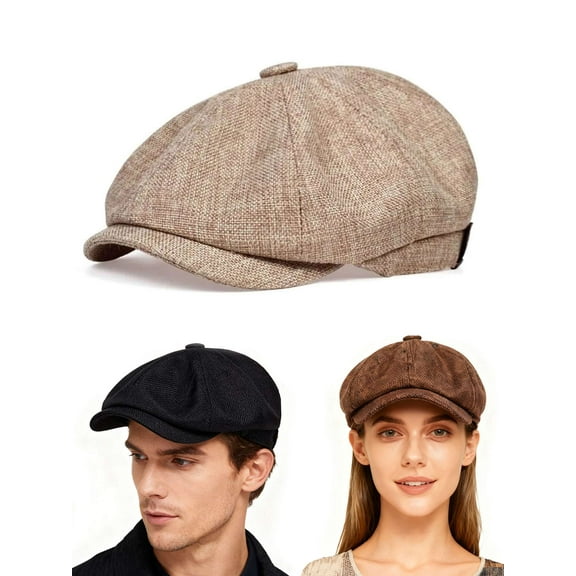 Gustave Newsboy Hats for Men Women Flat Cap Classic Vintage Soft Gatsby Ivy Cabbie Hat Beret Hats, Khaki