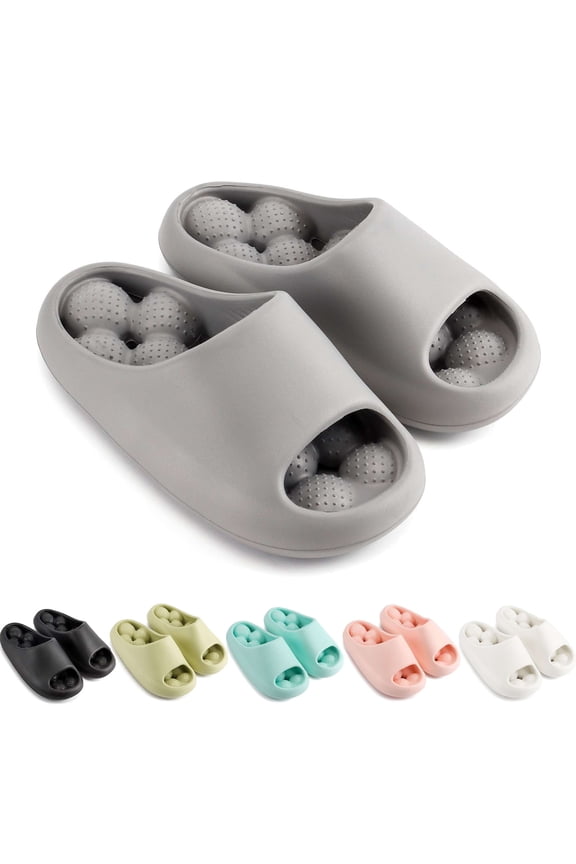 Non Slip House Slippers Shower Shoes for Women Men, Open Toe Clouds Slides Thick Sole Bathroom Sandals with Drain Holes for Home Indoor Outdoor