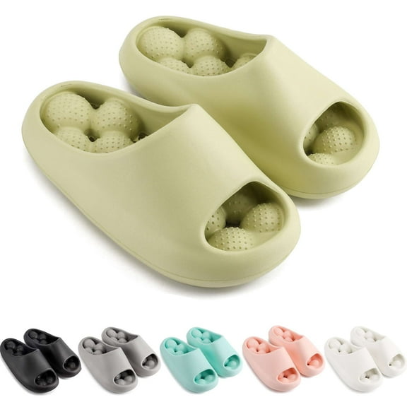 Gustave Non Slip House Slippers Shower Shoes for Women Men, Open Toe Clouds Slides Thick Sole Quick Drying Bathroom Sandals with Drain Holes for Home Indoor Outdoor