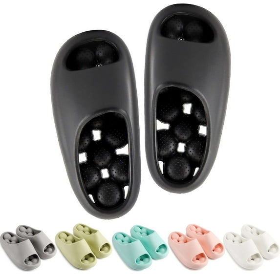 Gustave Non Slip House Slippers Shower Shoes for Women Men, Open Toe Clouds Slides Thick Sole Quick Drying Bathroom Sandals with Drain Holes for Home Indoor Outdoor