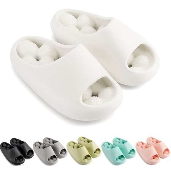 Gustave Non Slip House Slippers Shower Shoes for Women Men, Open Toe Clouds Slides Thick Sole Quick Drying Bathroom Sandals with Drain Holes for Home Indoor Outdoor