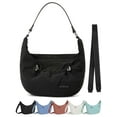 thumbnail image 1 of Gustave Nylon Crescent Crossbody Bag for Women Slouchy Shoulder Messenger Satchel Purse Zipper Hobo Handbag Dumpling Bags with 2 Shoulder Strap - Black, 1 of 11