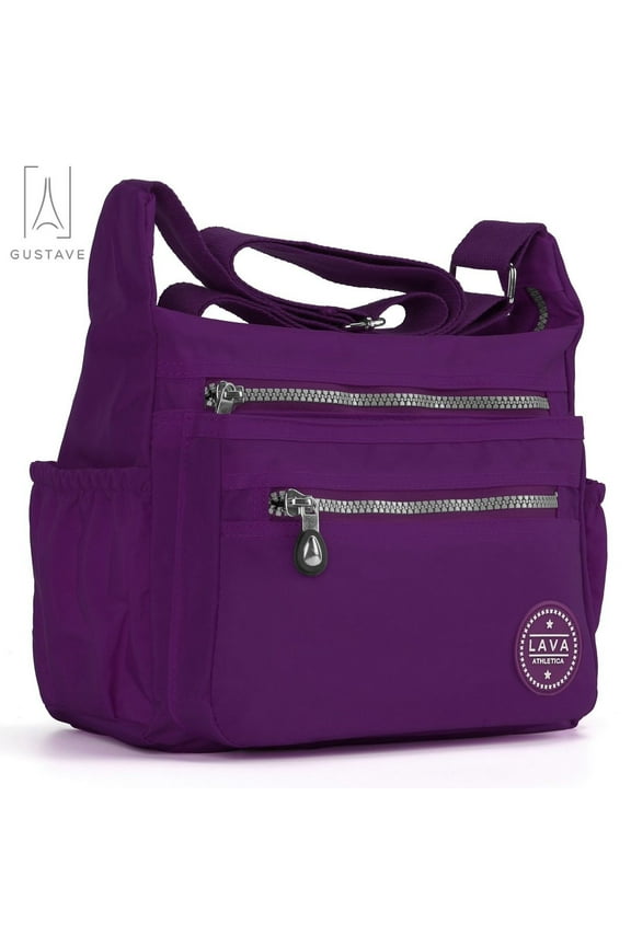 Nylon Crossboby Bag for Women Waterproof Multi Pockets Shoulder Handbags Purse Casual Travel Messenger Bag with Adjustable Strap (Purple)