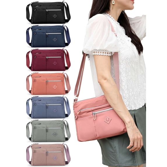 Gustave Nylon Crossbody Bag Purse for Women Casual Travel Shoulder Handbag Waterproof Lightweight Satchel Messenger Bags with Lots of Pockets "Gray"