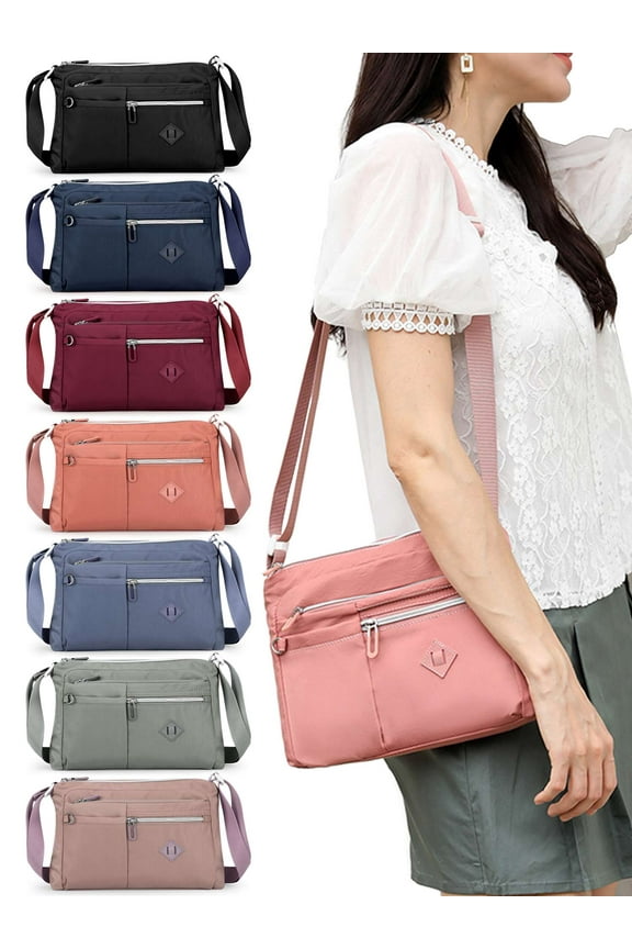 Nylon Crossbody Bag Purse for Women Casual Travel Shoulder Handbag Waterproof Lightweight Satchel Messenger Bags with Lots of Pockets "Navy"