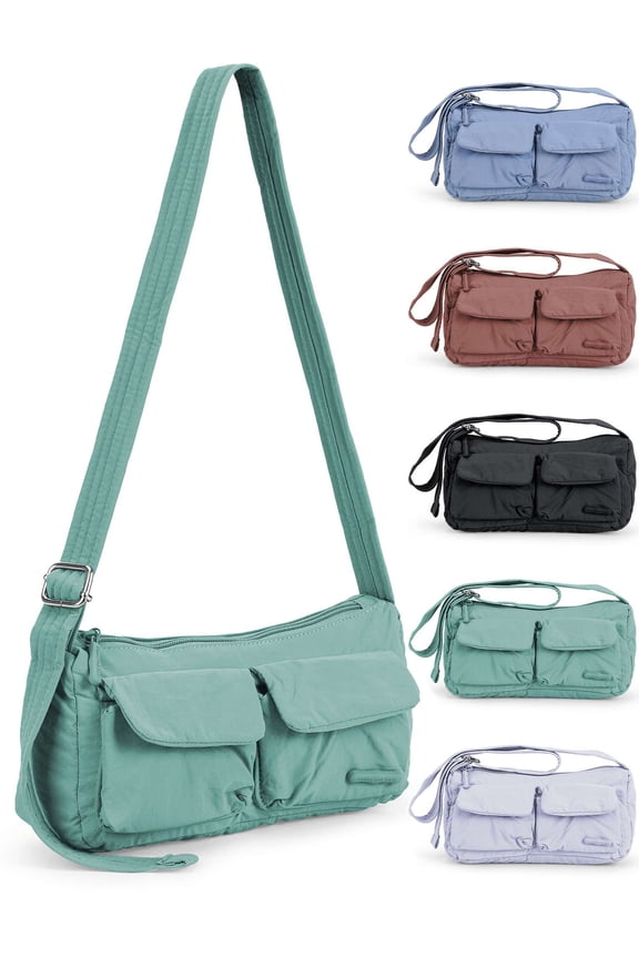 Nylon Crossbody Bag for Women Fashion Casual Shoulder Purse Handbag Lightweight Water-Resistant Tote Satchel Messenger Bags, Cyan