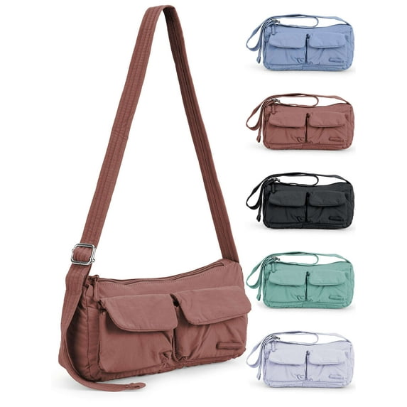 Gustave Nylon Crossbody Bag for Women Fashion Casual Shoulder Purse Handbag Lightweight Water-Resistant Tote Satchel Messenger Bags, Red