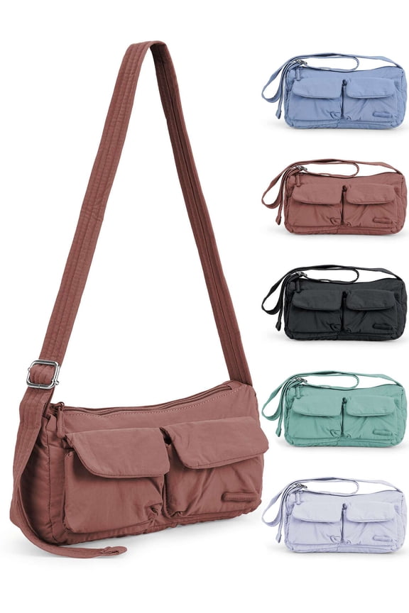 Nylon Crossbody Bag for Women Fashion Casual Shoulder Purse Handbag Lightweight Water-Resistant Tote Satchel Messenger Bags, Red