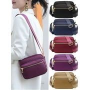 Nylon Crossbody Bag for Women Multi Pockets Shoulder Handbag Purse Trendy Lightweight Waterproof Casual Messenger Bags Satchel "Black"