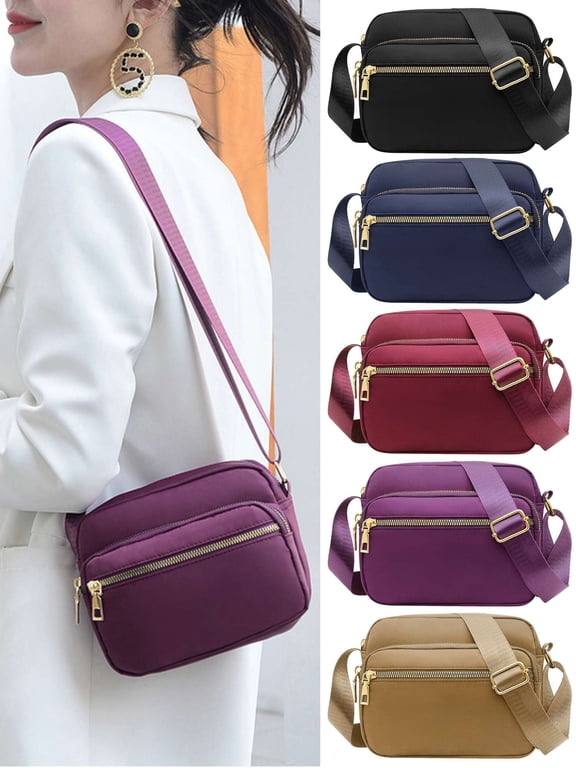 Nylon Crossbody Bag for Women Multi Pockets Shoulder Handbag Purse Trendy Lightweight Waterproof Casual Messenger Bags Satchel "Navy"