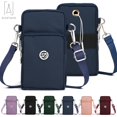 thumbnail image 1 of Gustave Nylon Crossbody Cell Phone Bag for Women, Mini Shoulder Handbag Wallet Card Hold Purse Adjustable Armband Phone Bag for iPhone 12 11 Pro Max XR XS X Galaxy Huawei, Navy, 1 of 11