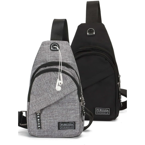 Gustave Oxford Sling Bag Crossbody Backpack for Men Women Small Casual Chest Bags Travel Hiking Daypack with Adjustable Shoulder Strap "Gray"
