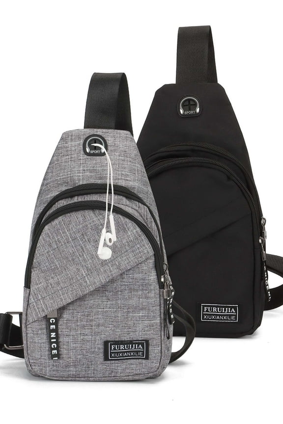 Oxford Sling Bag Crossbody Backpack for Men Women Small Casual Chest Bags Travel Hiking Daypack with Adjustable Shoulder Strap "Gray"