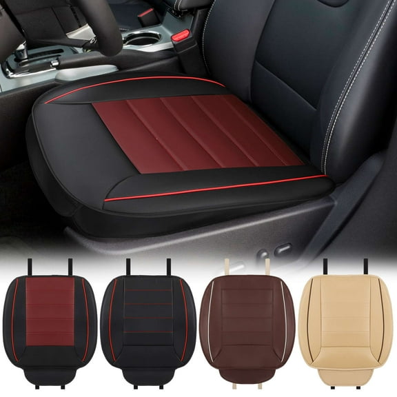 Gustave PU Leather Car Seat Cushion for Driving, Universal Car Front Seats Cover Protector Pad Breathable Luxury Auto Interior Accessories Office Chair Mat with Storage Pocket "Red"