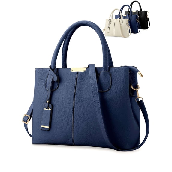 Gustave PU Leather Shoulder Tote Bag Crossbody Purses and Handbags Fashion Large Capacity Top Handle Satchel Bags for Women Ladies "Navy"