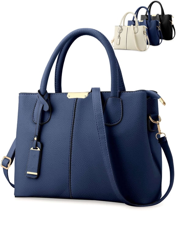 PU Leather Shoulder Tote Bag Crossbody Purses and Handbags Fashion Large Capacity Top Handle Satchel Bags for Women Ladies "Navy"