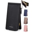 thumbnail image 1 of Gustave PU Leather Slim Wallets for Wome Men Credit Card Holder Bifold Wallet Long Clutch Purse Handbag with Cell Phone Cash Coin Zipper Pocket - Black, 1 of 8