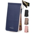 thumbnail image 1 of Gustave PU Leather Slim Wallets for Wome Men Credit Card Holder Bifold Wallet Long Clutch Purse Handbag with Cell Phone Cash Coin Zipper Pocket - Blue, 1 of 8