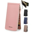 thumbnail image 1 of Gustave PU Leather Slim Wallets for Wome Men Credit Card Holder Bifold Wallet Long Clutch Purse Handbag with Cell Phone Cash Coin Zipper Pocket - Pink, 1 of 8