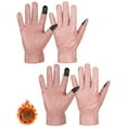 thumbnail image 1 of Gustave PU Leather Winter Gloves for Women 2 Pairs Warm Fleece Lined Touchscreen Texting Gloves Thick Thermal Windproof Driving Gloves for Cold Weather "Pink", 1 of 6