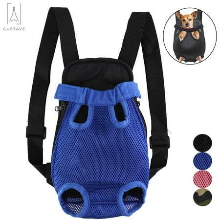 Gustave Pet Carrier Backpack Adjustable Straps, Legs Out, Pet Front Cat Dog Mesh Carrier Backpack Travel Bag for Small and Medium Dogs and Cats "Blue, XL"