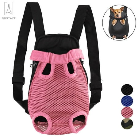 Gustave Pet Carrier Backpack Adjustable Straps, Legs Out, Pet Front Cat Dog Mesh Carrier Backpack Travel Bag for Small and Medium Dogs and Cats "Pink, M"