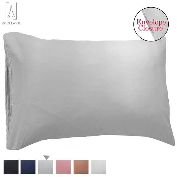 Gustave Pillowcases Set of 1 with Envelope Closure, Ultra Soft Pure Cotton Bed Pillow Covers "King, Gray"