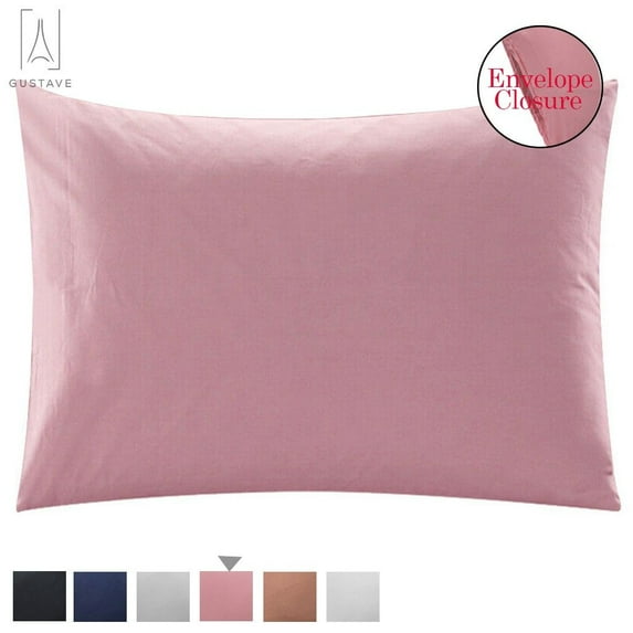 Gustave Pillowcases Set of 1 with Envelope Closure, Ultra Soft Pure Cotton Bed Pillow Covers "King, Pink"