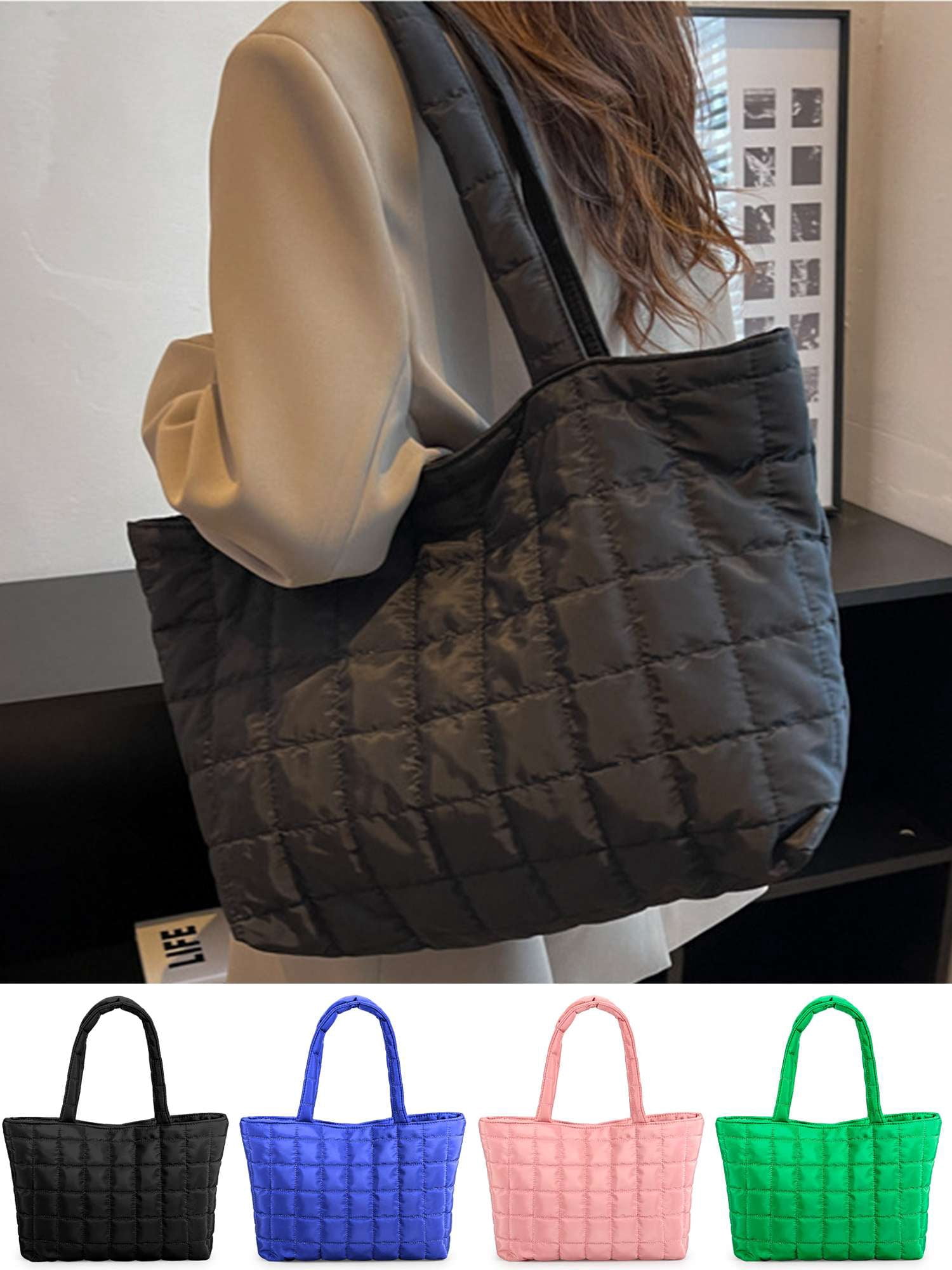 Gustave Quilted Tote Bag for Women Padding Puffer Shoulder  display picture 1