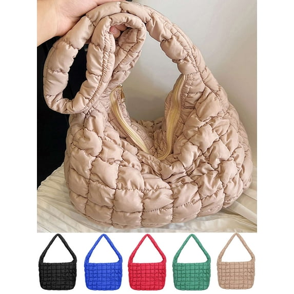 Gustave Quilted Tote Shoulder Bag for Women Lightweight Padded Puffy Casual Slouchy Hobo Bag Large Capacit Handbag Purse with Zipper "Khaki"